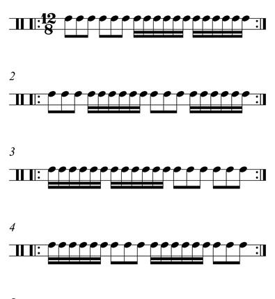 Škola hry na djembe V - Noty dvaatřicetinové, noty šestnáctinové ve dvanáctiosminovém taktu