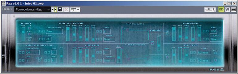 kde vzít a nekrást - Rez - virtuálně analogový synťák s arpeggiatorem