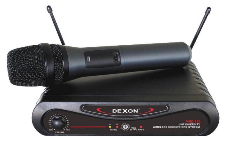 DEXON: MBD 830 bezdrátový diverzitní UHF ruční mikrofon