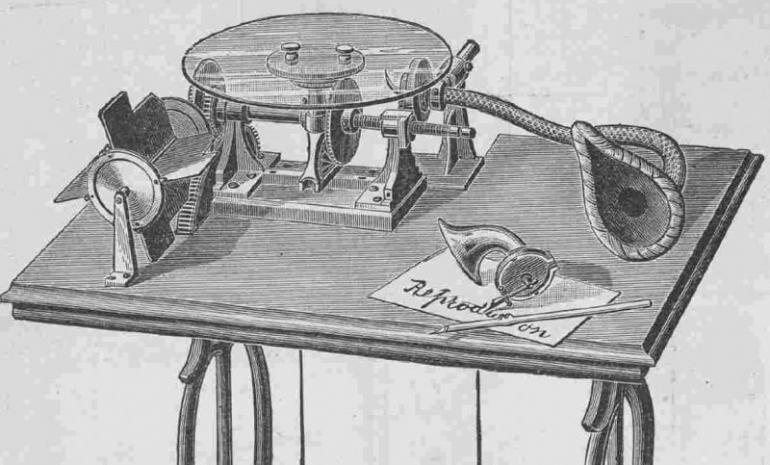 Skleněná deska pro výrobu gramofonové negativní matrice (1887)