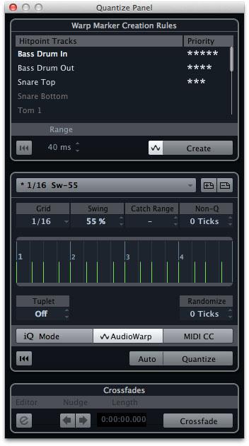 Quantize Panel - mřížka