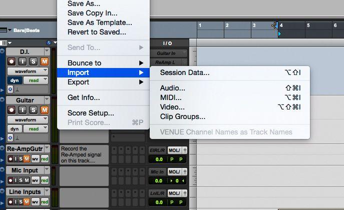 Na straně importu nabízí Pro Tools možnost klasického načtení  zvukových i MIDI dat.