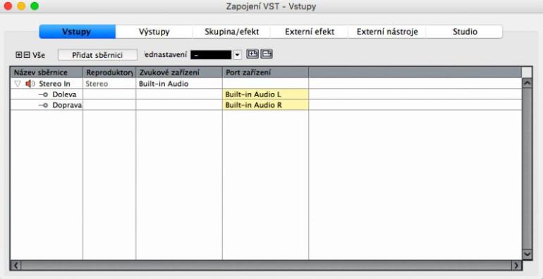 VST Connections - Vstupy