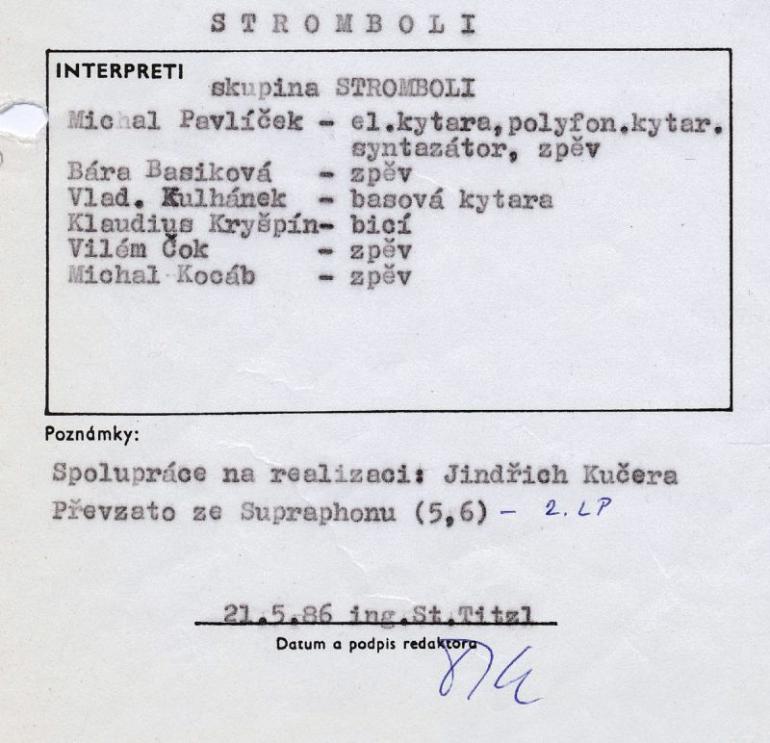 Příběh jedné desky - Michal Pavlíček - Stromboli (1987)