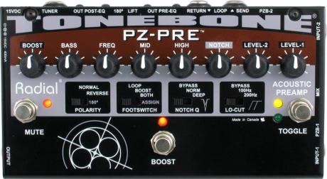 Radial Tonebone PZ-PRE - plně vybavený předzesilovač pro akustiky 