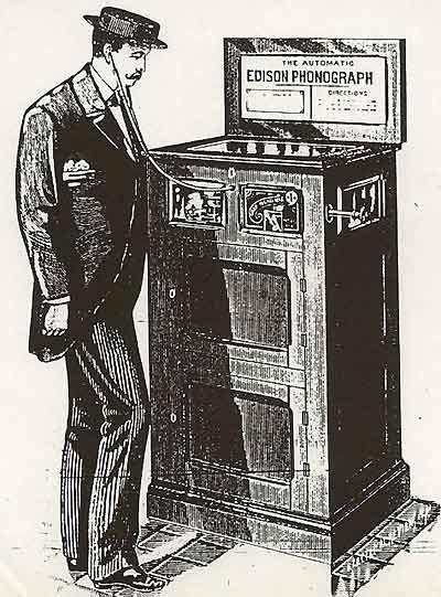 Ilustrace prvního jukeboxu (1890)