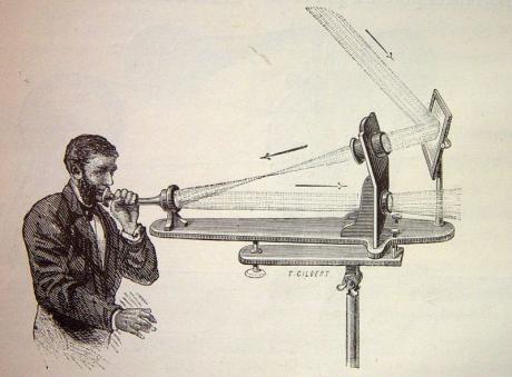 Ilustrace vysílače Bell-Tainterova fotofonu