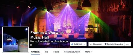 Framus & Warwick Music Hall s vlastní stránkou na Facebooku