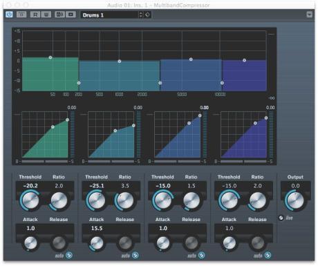 Cubase vícepásmový kompresor
