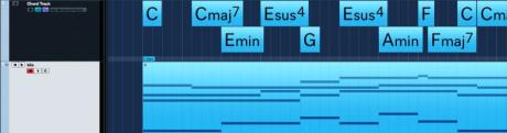 MIDI data lze v Cubase jednoduše převést na ChordTrack data a opačně.