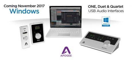 Apogee: One, Duet a Quartet kompatibilní s Windows 10