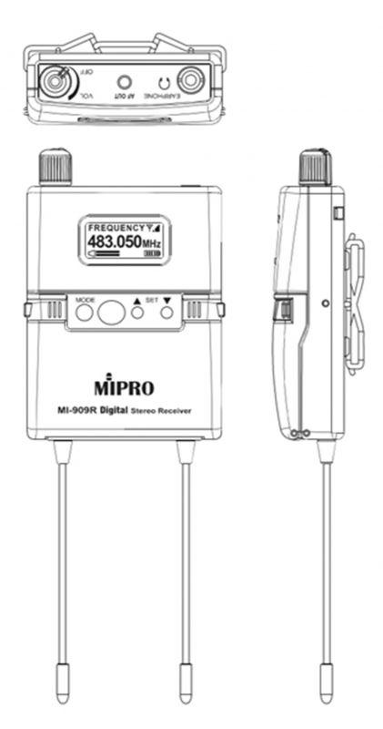 MiPro MI-909 - digitální pódiová bezdrátová odposlechová in-ear linka