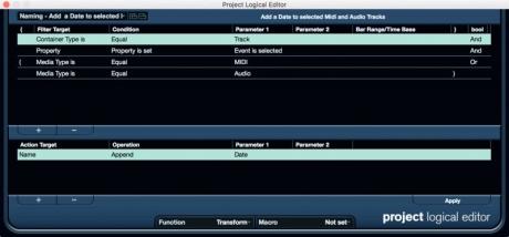 Project Logical Editor – podmínky - Nedostatky maker v Cubase