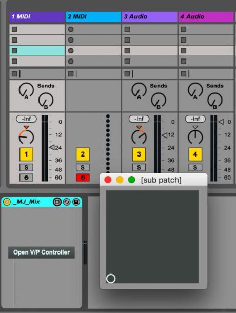 Max for Live - Extrémně osobní Ableton Live - XY ovladač hlasitosti a panoramy - aktuálně vybraná stopa