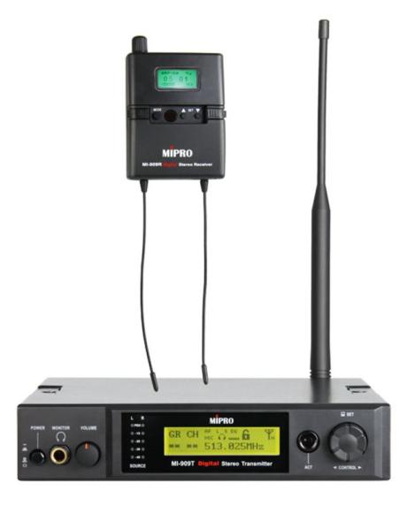 MiPro MI-909 - digitální pódiová bezdrátová odposlechová in-ear linka